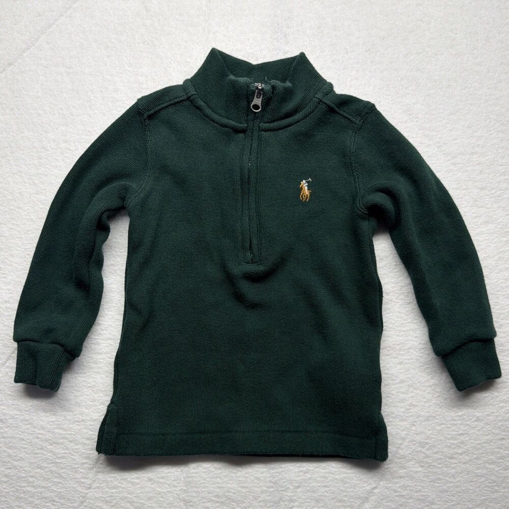 Polo Ralph Lauren Forest Green Quarter Zip Long Sleeve Shirt Pony - Baby 18M